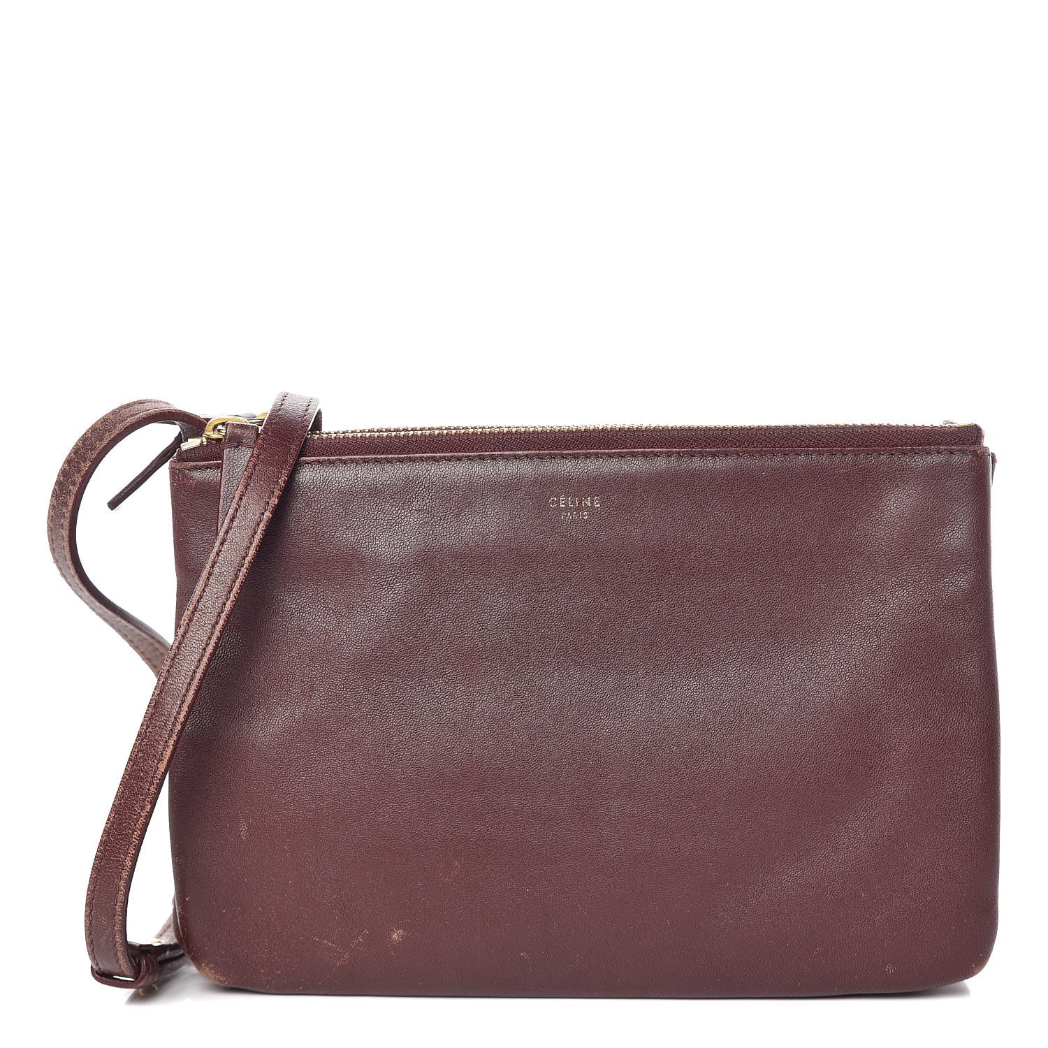 Celine Lambskin Small Trio Crossbody Bag Burgundy 1 of 13
