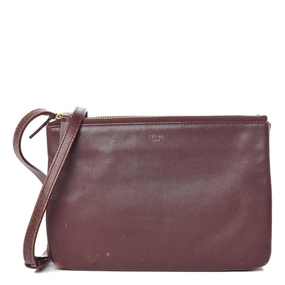 Celine Lambskin Small Trio Crossbody Bag Burgundy 1 of 13