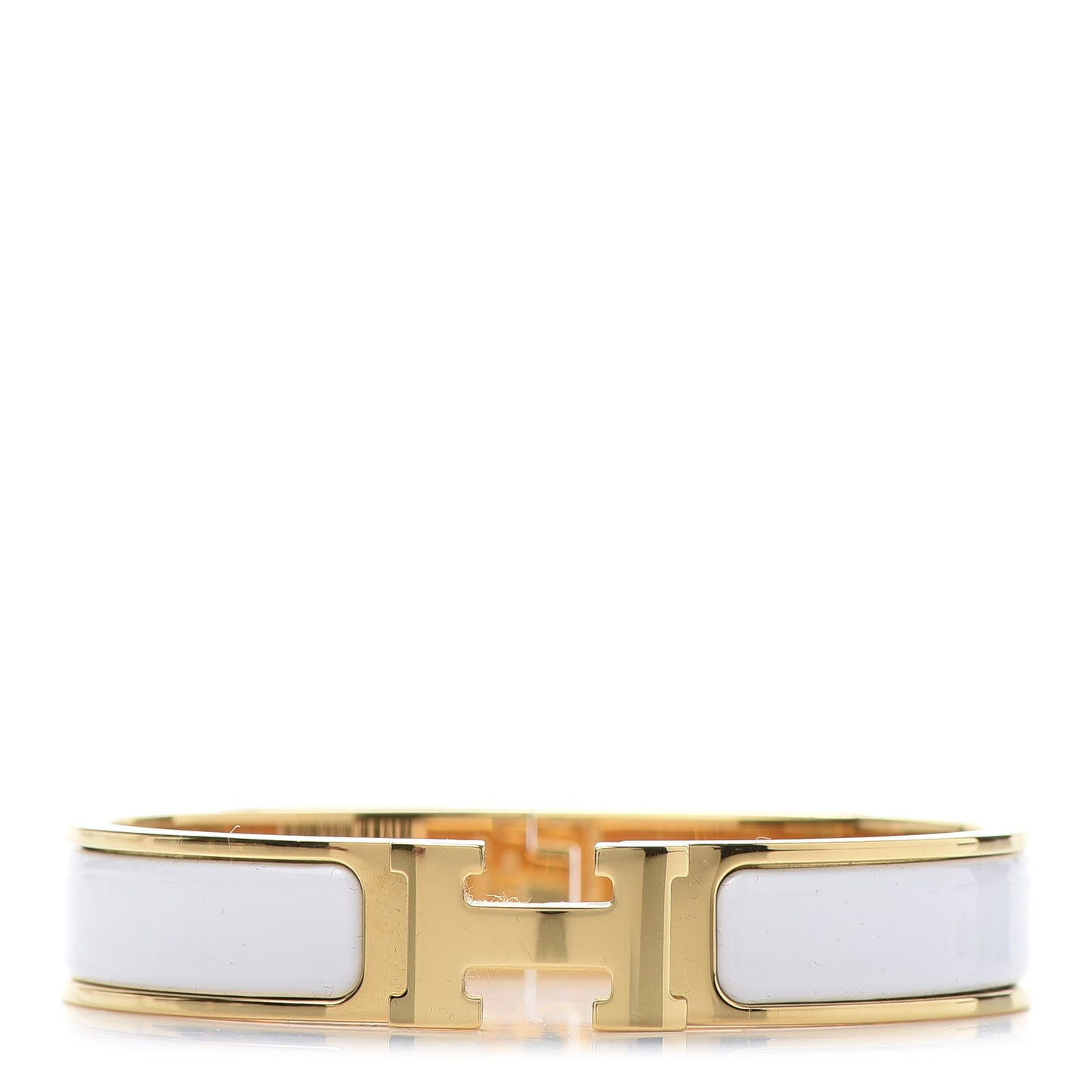 Enamel Narrow Clic Clac H Bracelet GM White