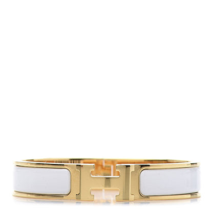 Hermes Enamel Narrow Clic Clac H Bracelet GM White 1 of 5