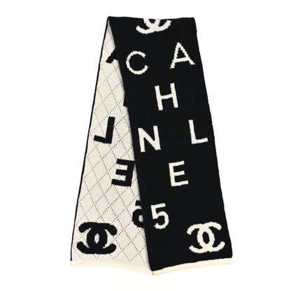 Chanel Wool Cashmere Silk CC Scarf Black White 2 of 3