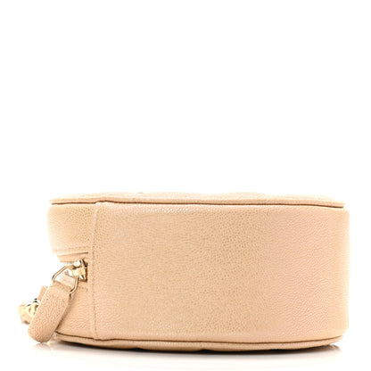 Chanel Iridescent Caviar Quilted Round Clutch With Chain Beige 4 of 11