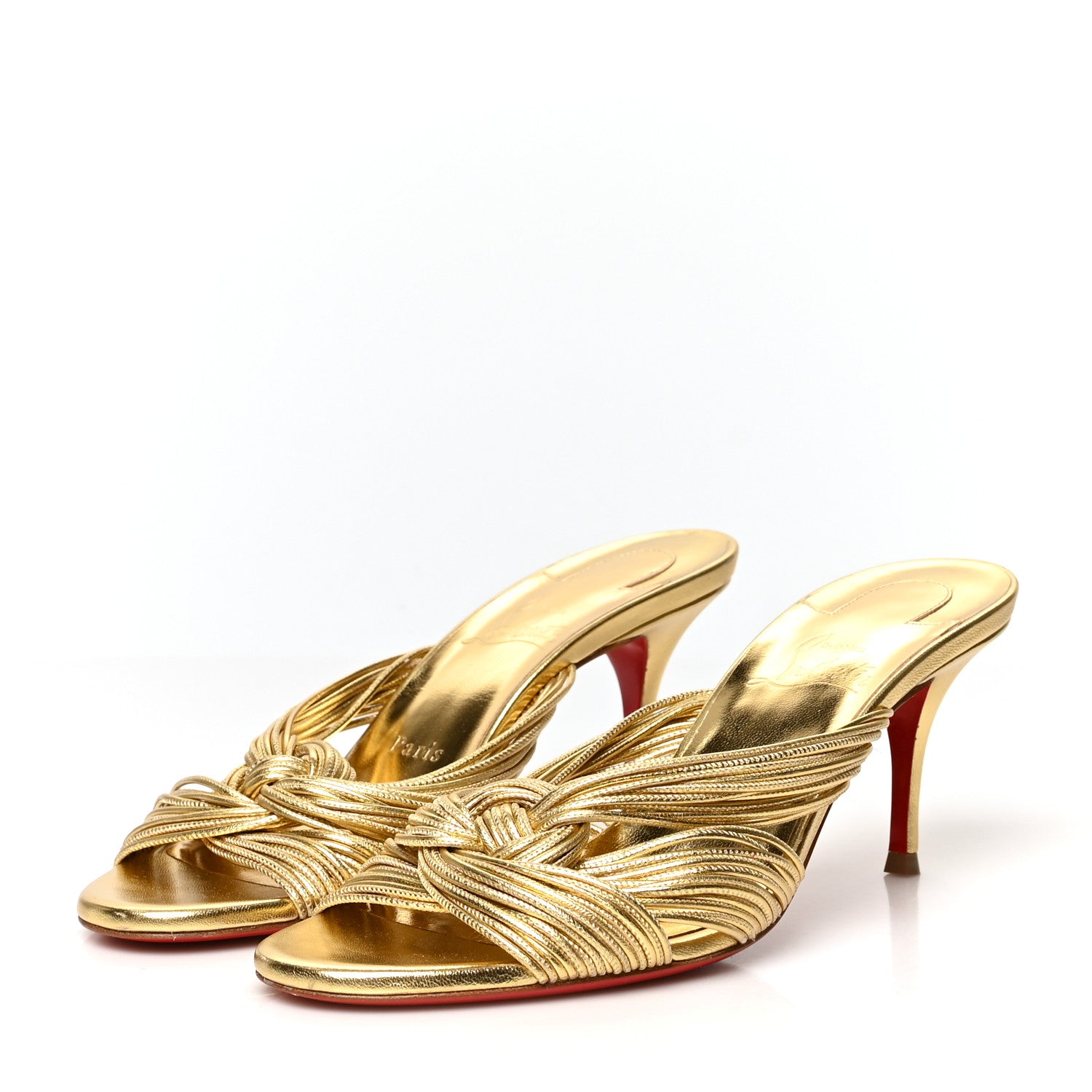 Christian Louboutin Metallic Calfskin Multitaski 70 Slide Sandals 38 Gold 4 of 7