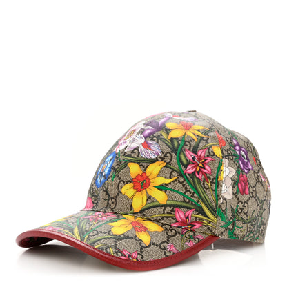 Gucci GG Supreme Flora Claudia Baseball Hat 57 M Red 1 of 10