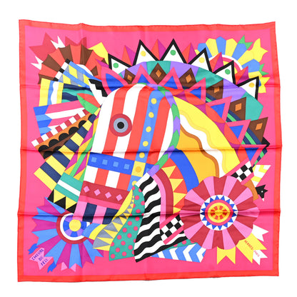 Hermes Silk Cheval De Fete Scarf 90 Fuchsia Rouge Multicolor 1 of 6