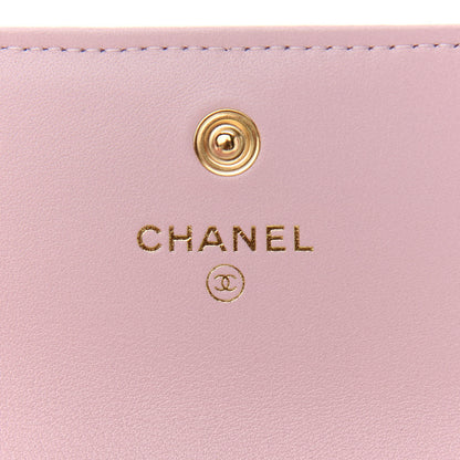 Chanel Calfskin Quilted About Pearls Card Holder Flap With Chain Light Pink 6 of 10
