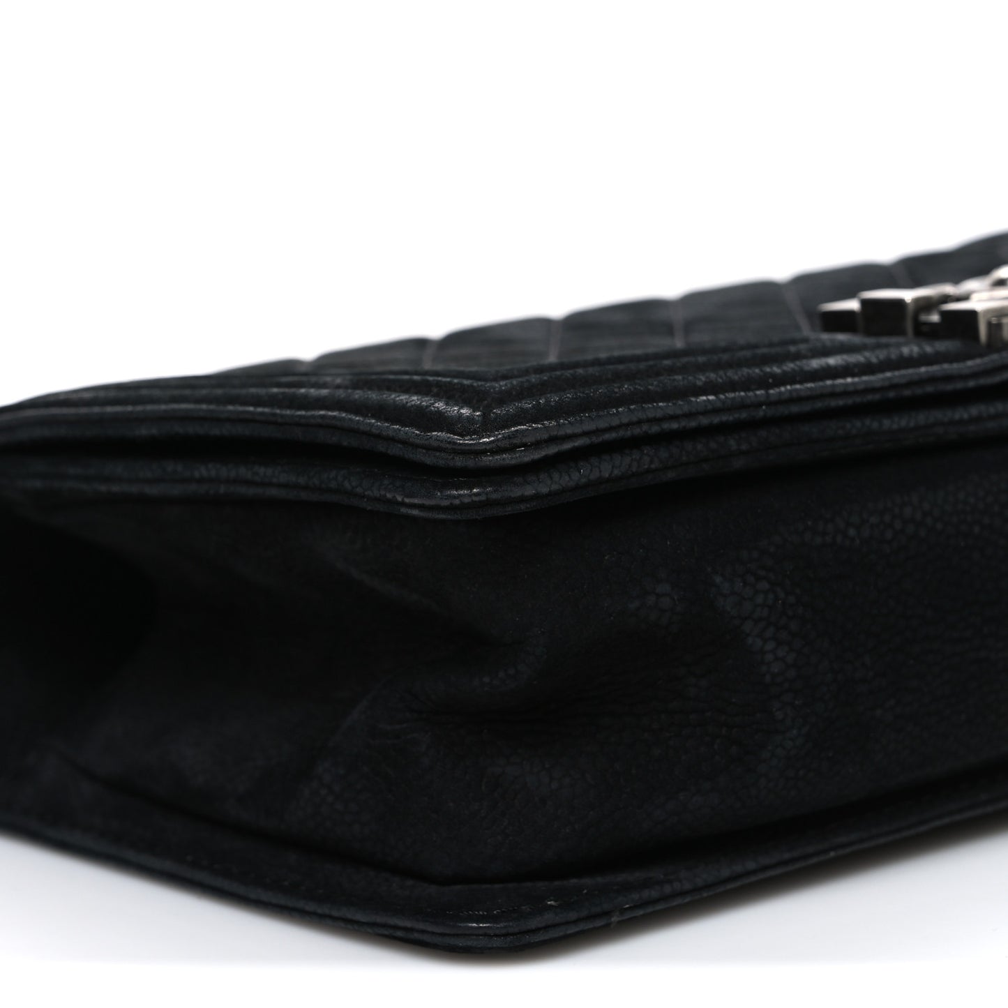 Bullskin Suede Caviar Quilted Medium Boy Flap Black