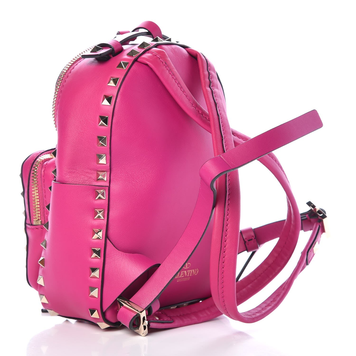 Valentino Garavani Calfskin Mini Rockstud Backpack Fuxia 3 of 7