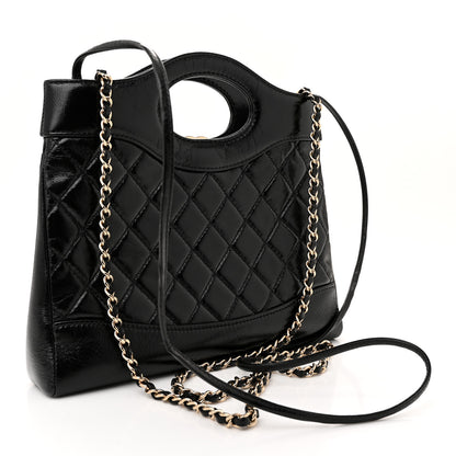 Chanel Shiny Crumpled Calfskin Quilted Mini 31 Shopping Bag Black 3 of 10