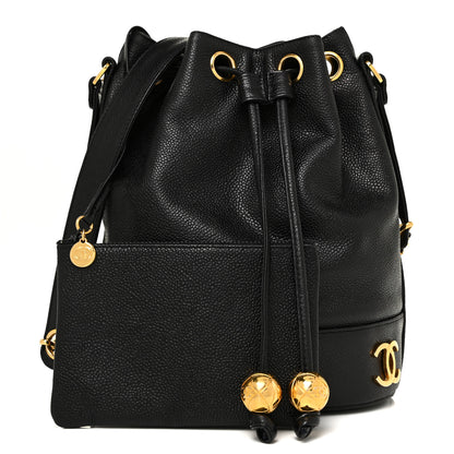 Chanel Caviar CC Drawstring Shoulder Bag Black 3 of 18