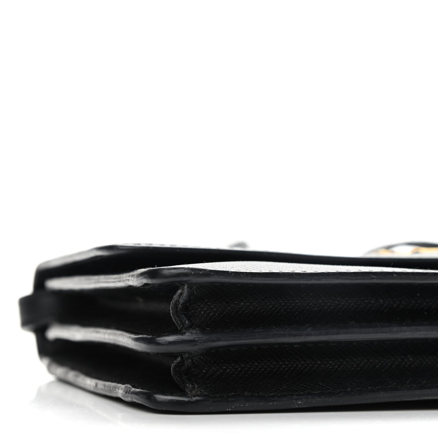 Saffiano Metal Flap Wallet With Strap Black