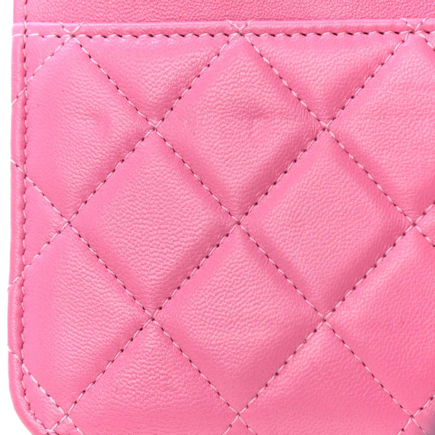 Lambskin Quilted CC Pearl Crush Wallet on Chain WOC Pink