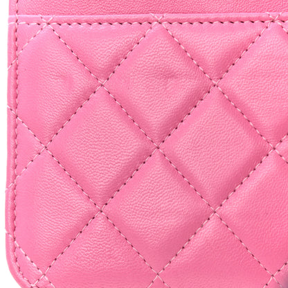 Chanel Lambskin Quilted CC Pearl Crush Wallet on Chain WOC Pink 14 of 18
