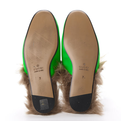 Gucci Calfskin Fur Mens Princetown Slippers 7 Fluorescent Green 5 of 9