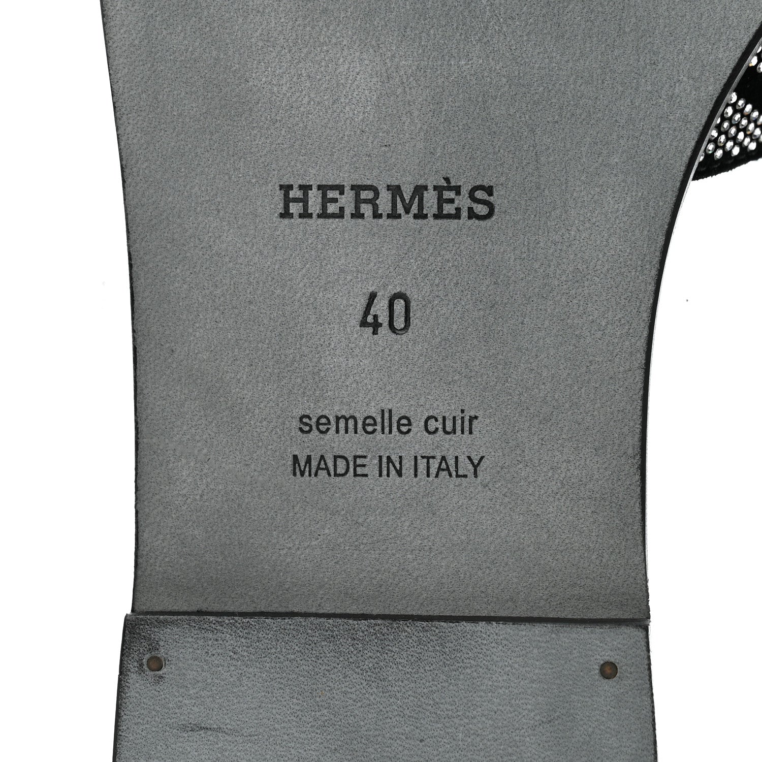 Hermes Suede Goatskin Crystal Figure Artistique Oran Sandals 40 Black Cristal 7 of 10