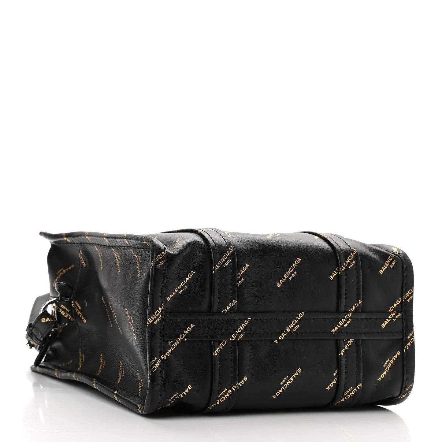 Calfskin Allover Logo XS Bazar Shopper Tote Black Gold