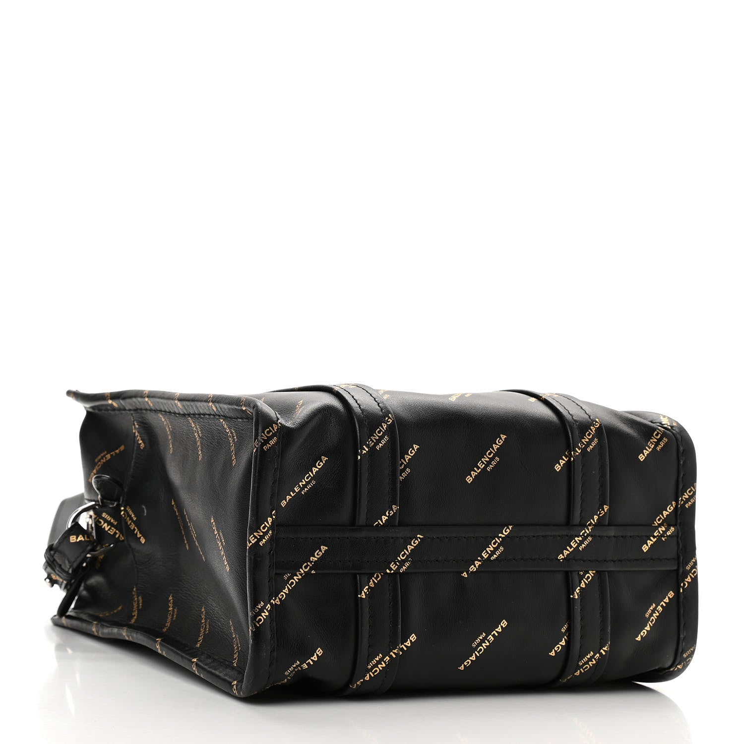 Balenciaga Calfskin Allover Logo XS Bazar Shopper Tote Black Gold 4 of 10