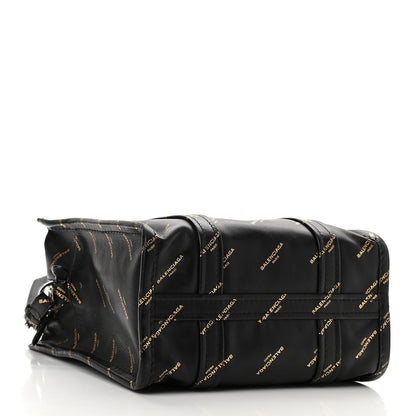 Balenciaga Calfskin Allover Logo XS Bazar Shopper Tote Black Gold 4 of 10