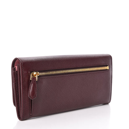 Prada Saffiano Colour Continental Flap Wallet Granato Petalo 3 of 11
