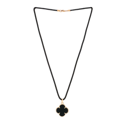 Van Cleef & Arpels 18K Yellow Gold Black Onyx Magic Alhambra Pendant Cord Necklace 2 of 3