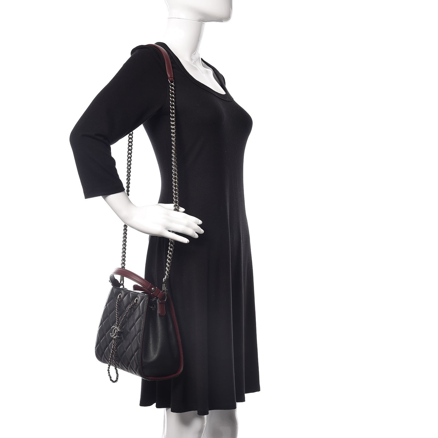 Caviar Quilted Small CC Bucket Bag Black