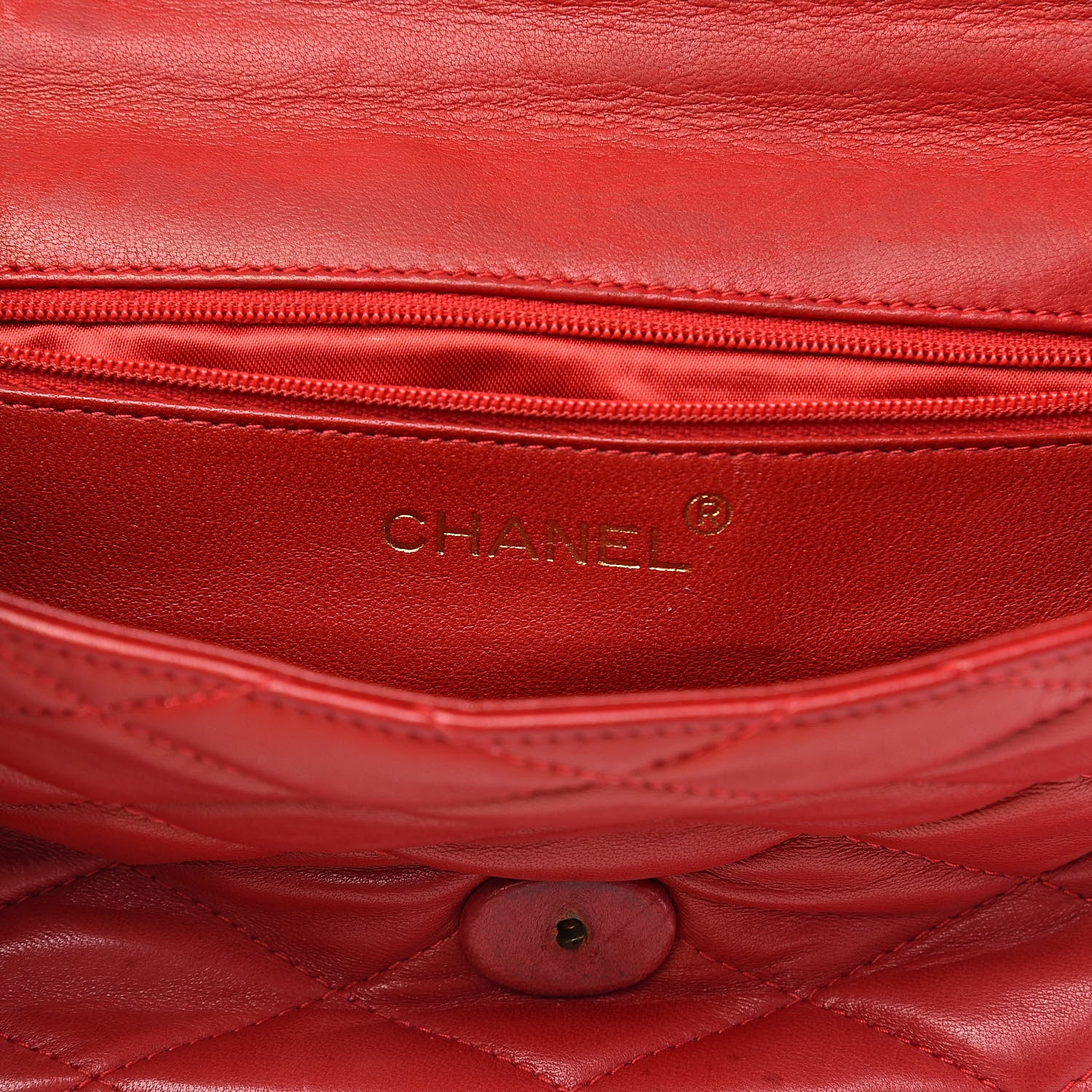 Chanel Lambskin Quilted Flap Shoulder Bag Red 6 of 14