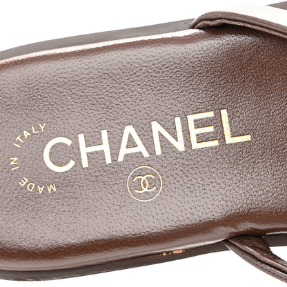 Chanel Goatskin Times Square Thong Sandals 39 Brown 7 of 10