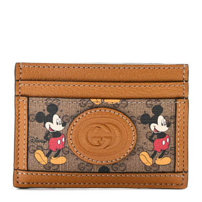Gucci X DISNEY Mini Vintage GG Supreme Monogram Mickey Mouse Card Holder Beige Vintage Sun Oil 1 of 8