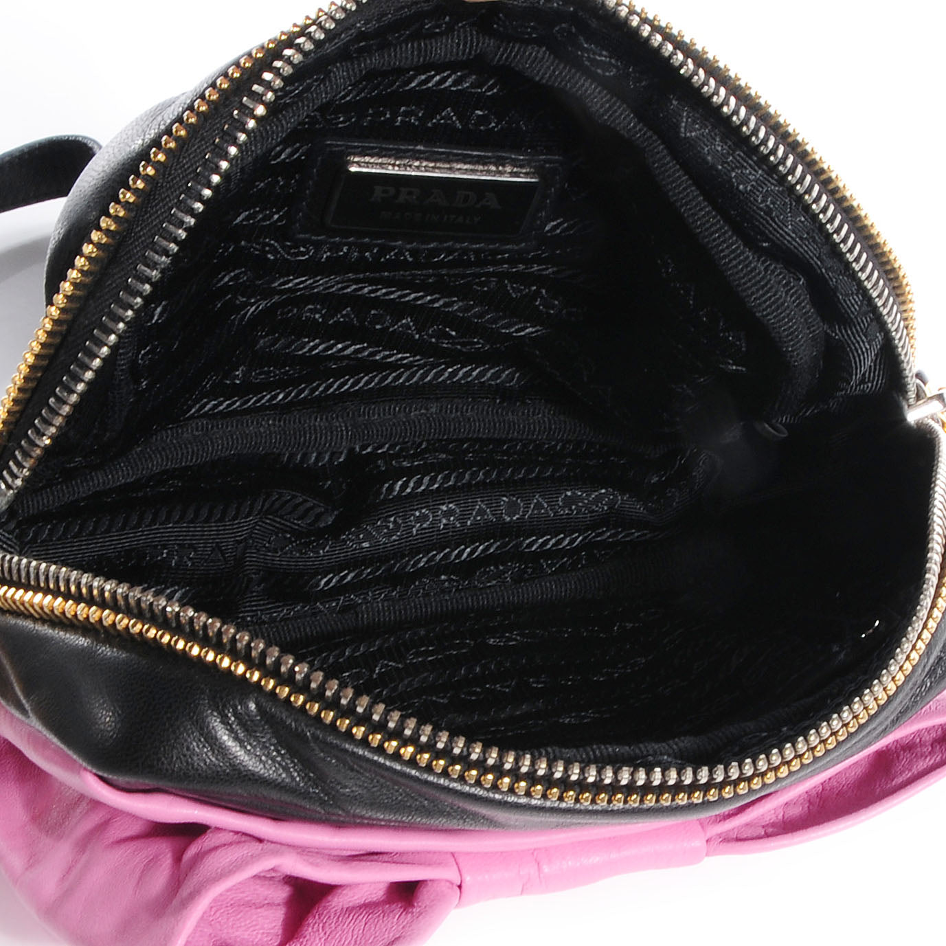 Prada Nappa Fiocco Bow Crossbody Clutch Pink Black 5 of 9