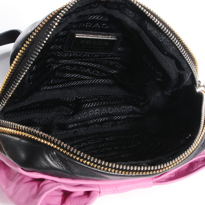 Prada Nappa Fiocco Bow Crossbody Clutch Pink Black 5 of 9