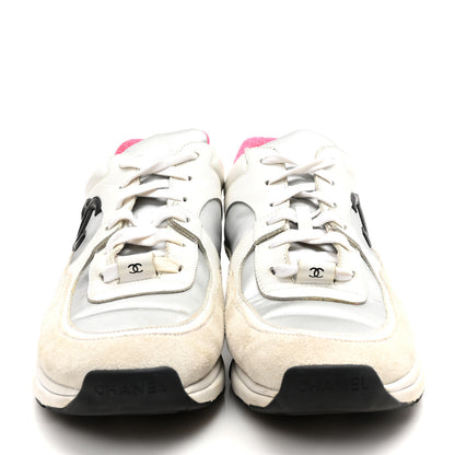 Chanel Calfskin Fabric Sneakers 40.5 White Silver Fluo Pink 2 of 7