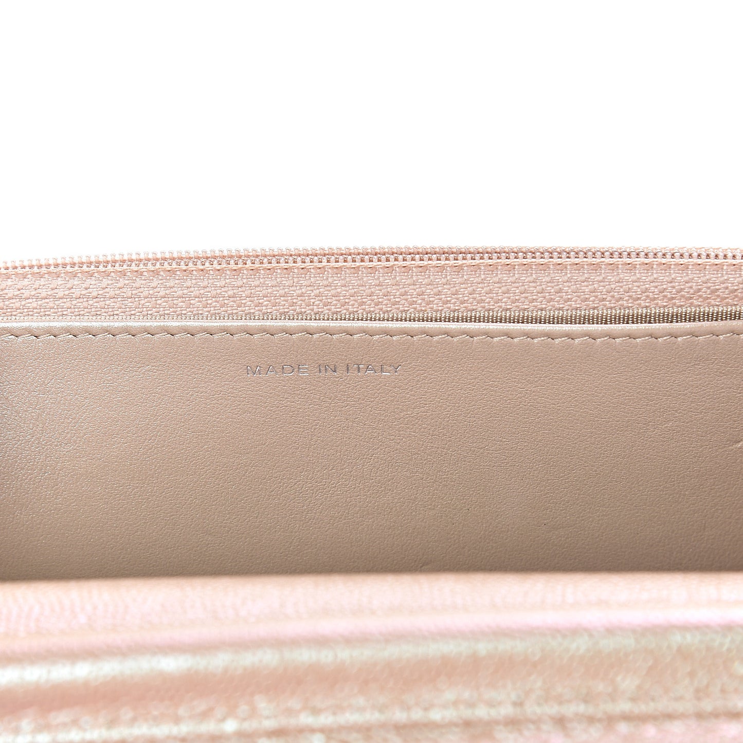 Metallic Caviar Chevron Quilted Wallet On Chain WOC Light Gold
