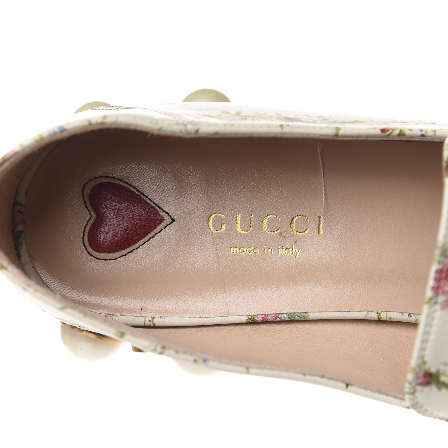 Gucci Calfskin Web Pearl Floral Embellished Peyton Loafer 37 White Multicolor 8 of 11