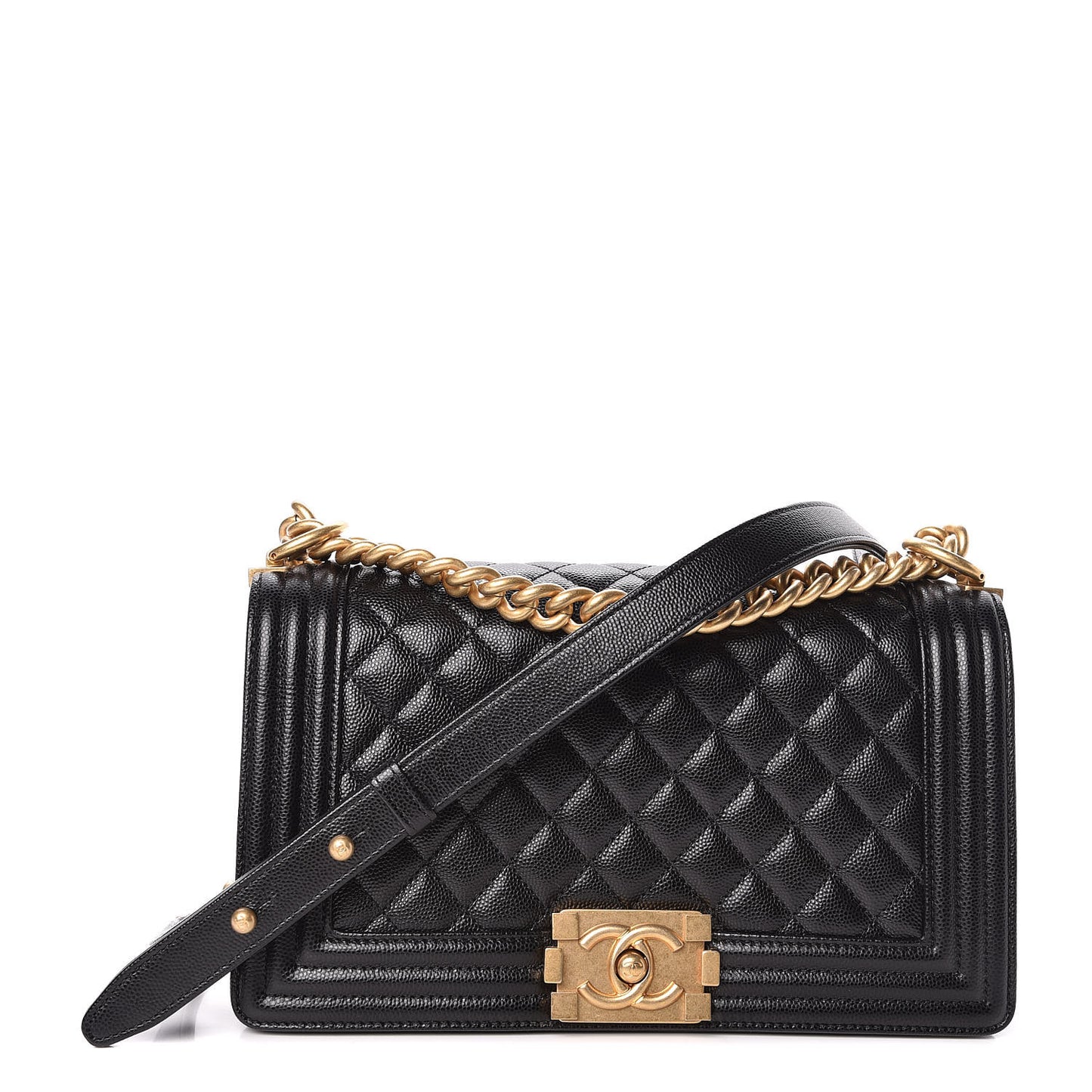 Caviar Quilted Medium Boy Flap Black