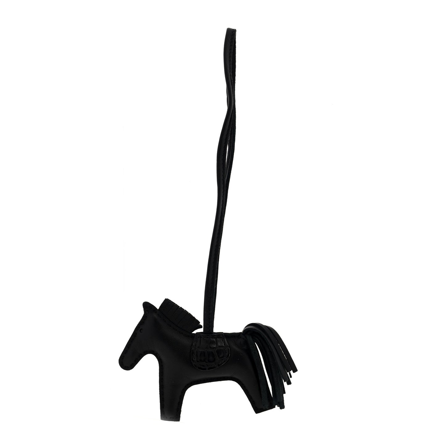 Milo Lambskin Matte Alligator Touch Grigri Rodeo Horse Bag Charm PM So Black