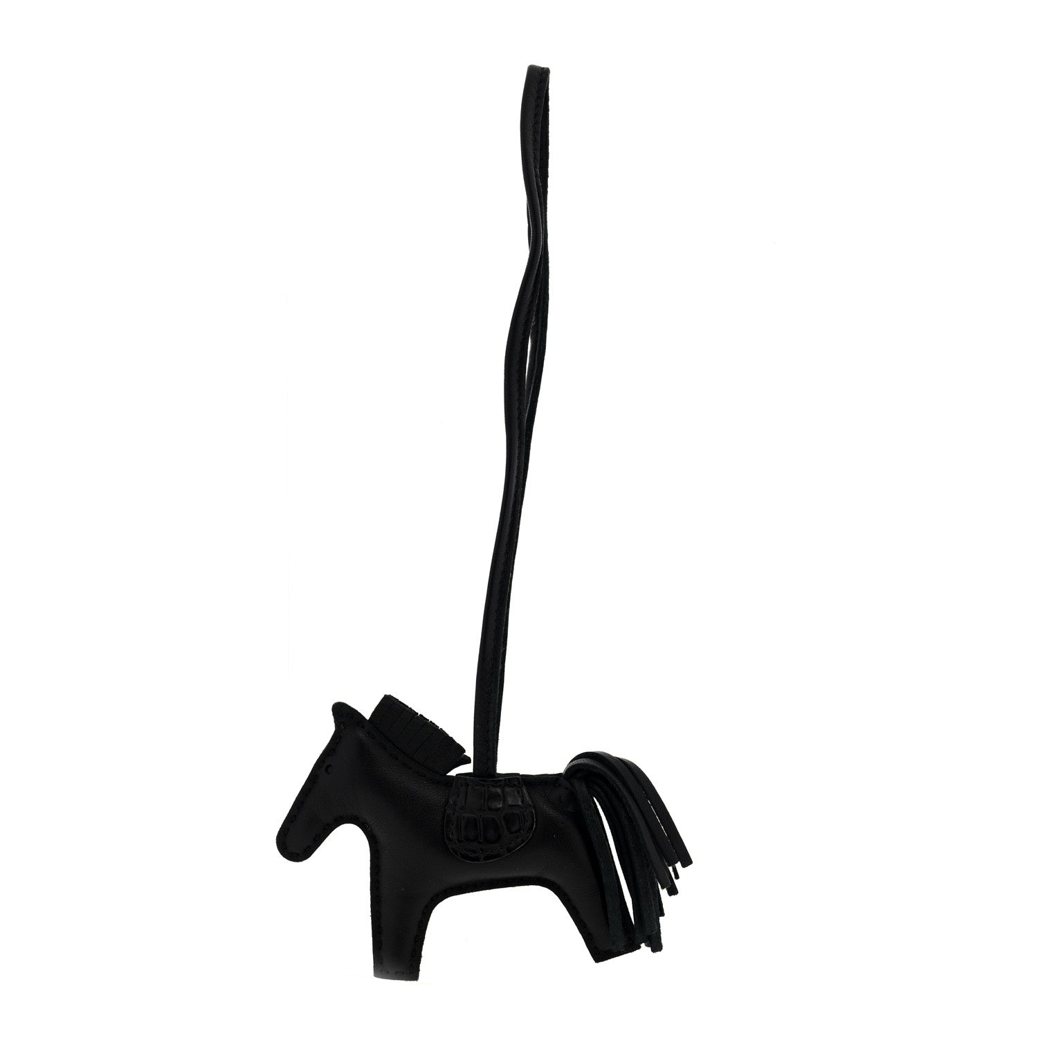Hermes Milo Lambskin Matte Alligator Touch Grigri Rodeo Horse Bag Charm PM So Black 1 of 3