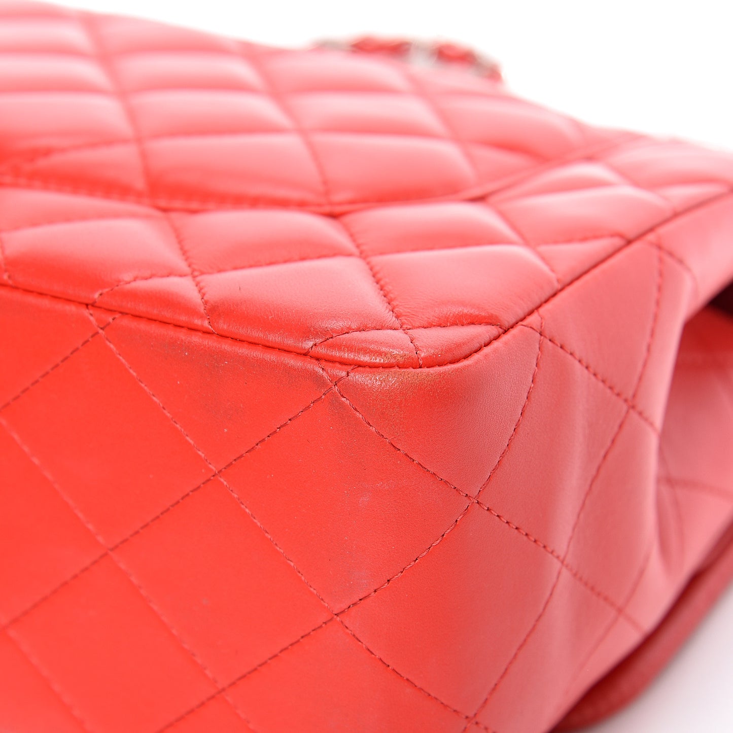 Lambskin Quilted Jumbo Double Flap Red