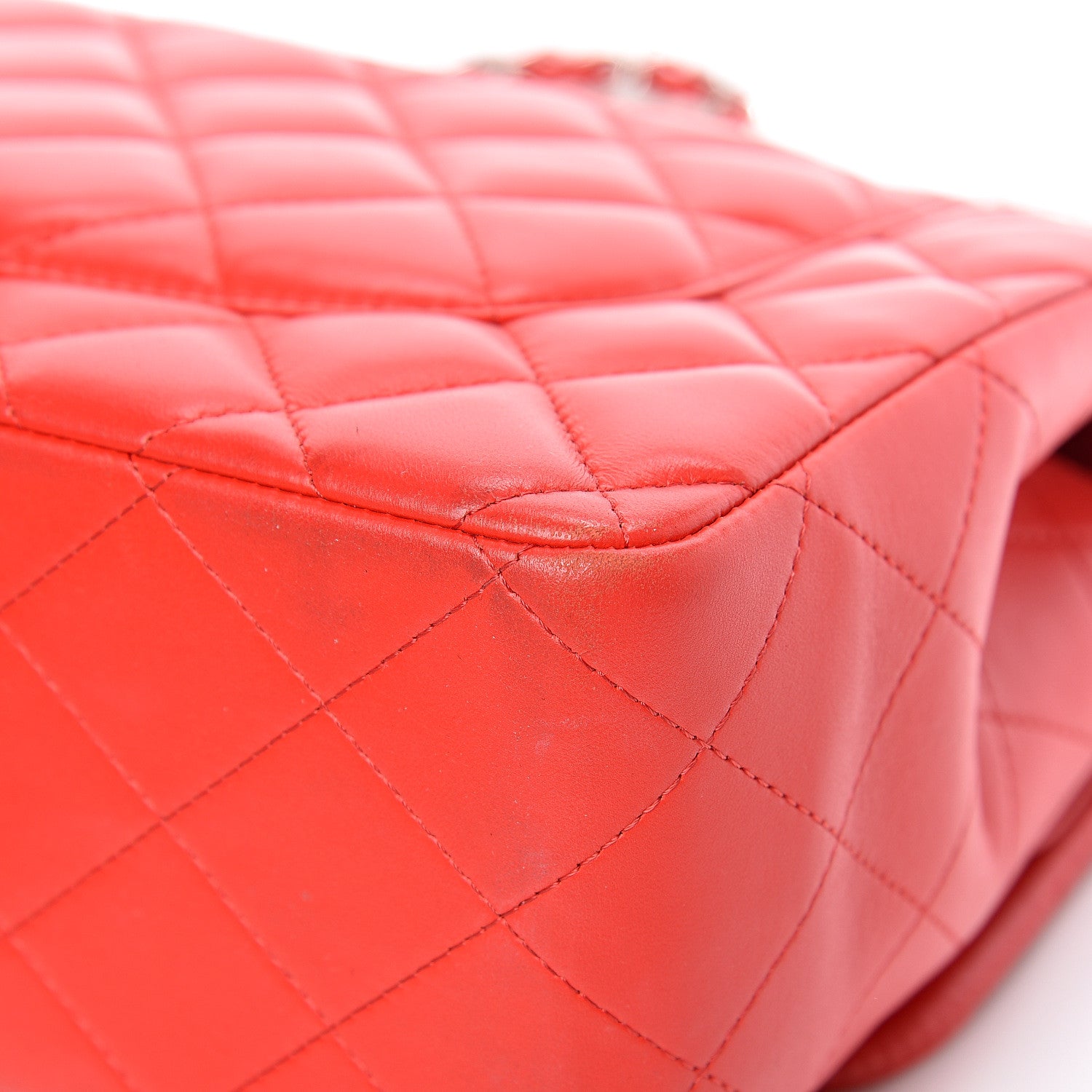 Chanel Lambskin Quilted Jumbo Double Flap Red 10 of 15
