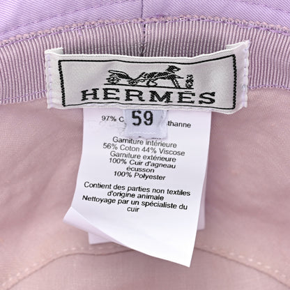 Hermes Stretch Cotton Twill Lambskin Fred H Circle Bucket Hat 59 Lilas 7 of 7