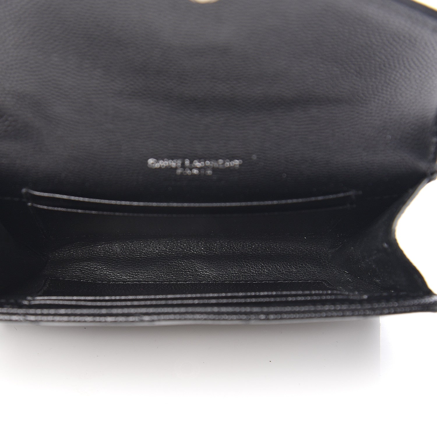 Saint Laurent Grain De Poudre Matelasse Chevron Small Monogram Envelope Wallet Black 4 of 5