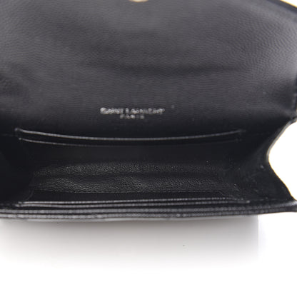 Saint Laurent Grain De Poudre Matelasse Chevron Small Monogram Envelope Wallet Black 4 of 5