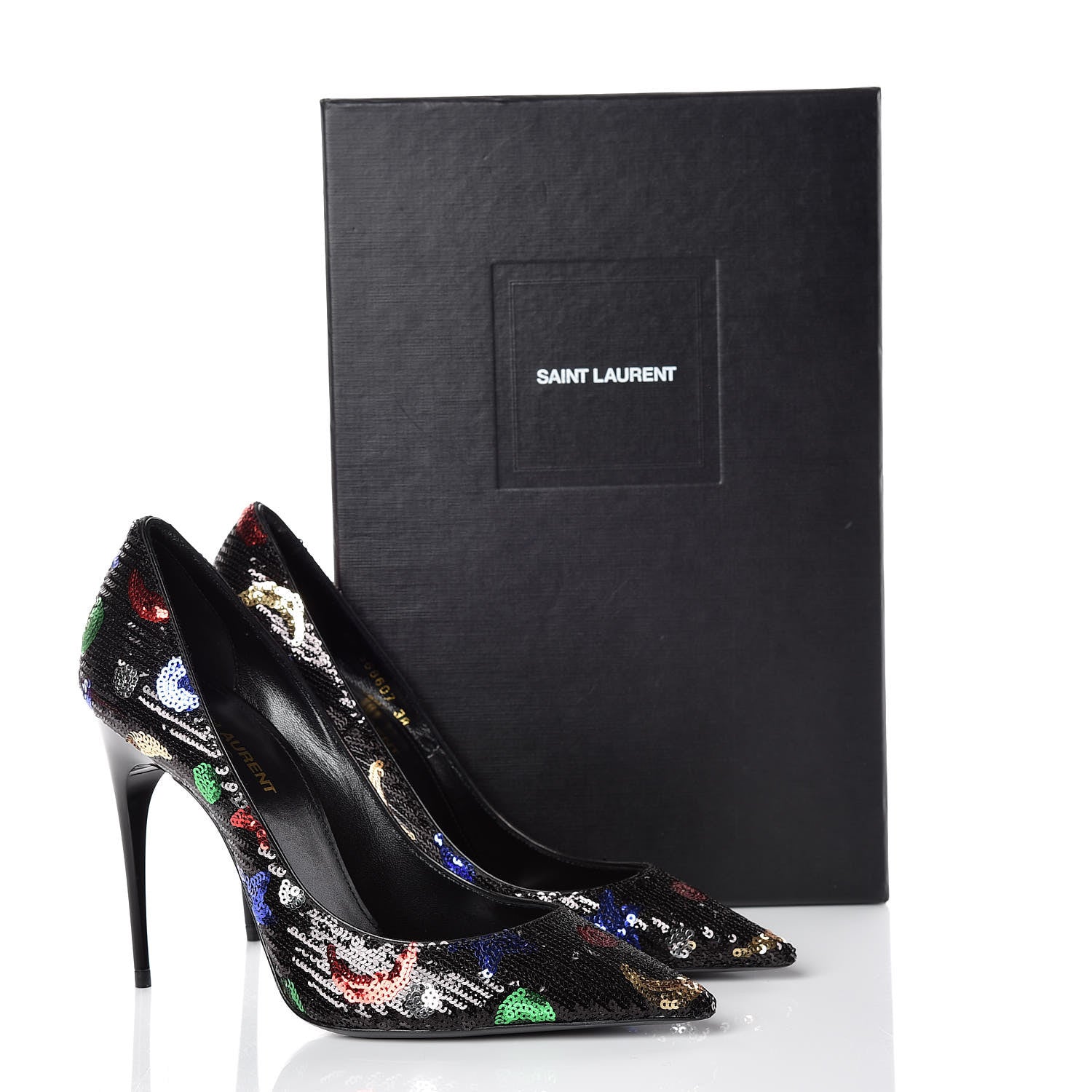 Saint Laurent Sequin Palace 105 Pumps 38 Black 9 of 9