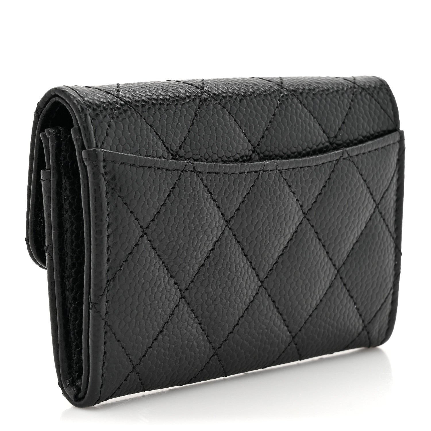 Chanel Caviar Quilted Flap Card Holder Wallet Black 3 of 9