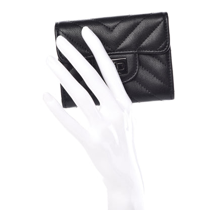 Chanel Sheepskin Chevron Quilted Reissue Card Holder Wallet So Black 2 of 9