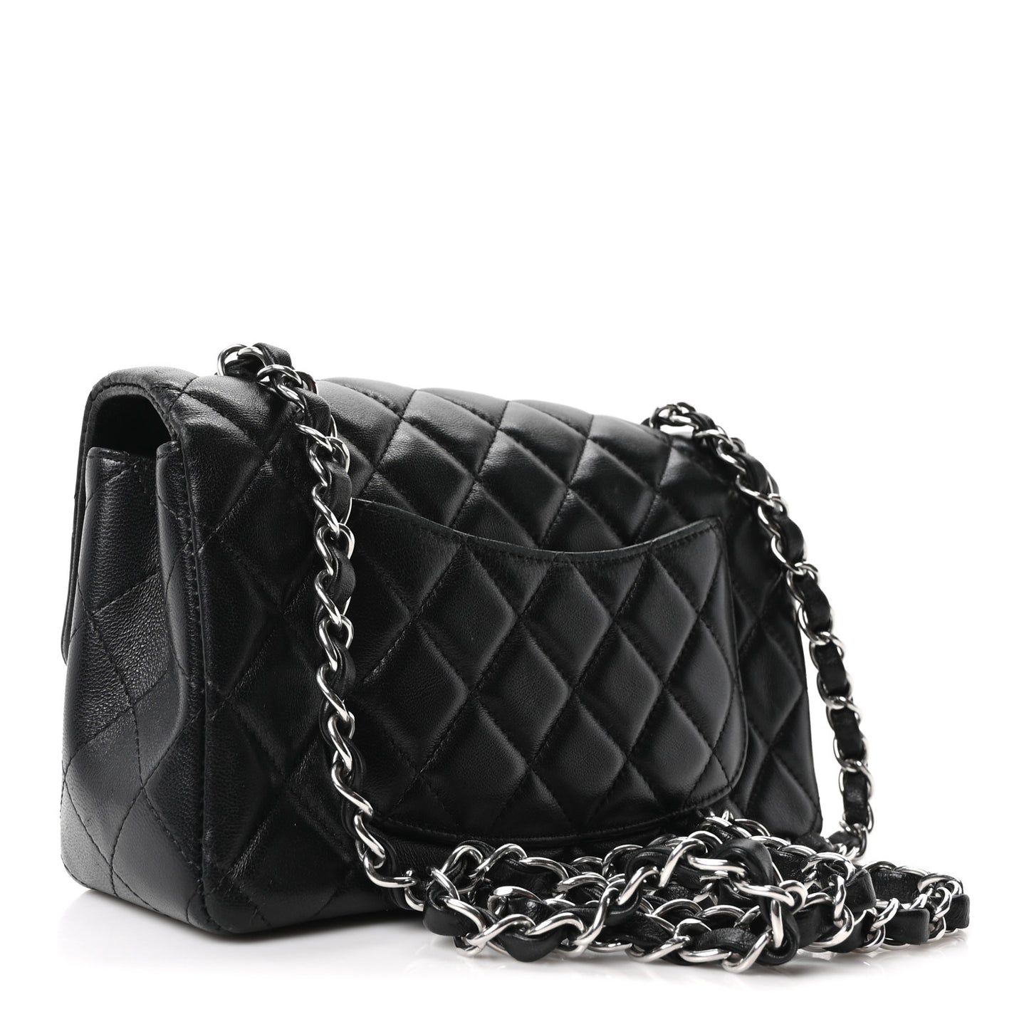 Lambskin Quilted Mini Rectangular Flap Black