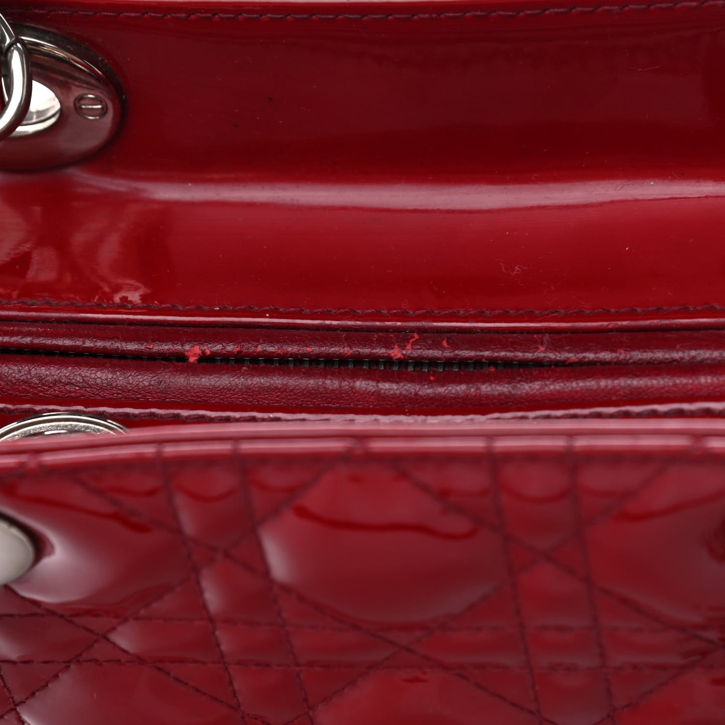 Patent Cannage Medium Lady Dior Red