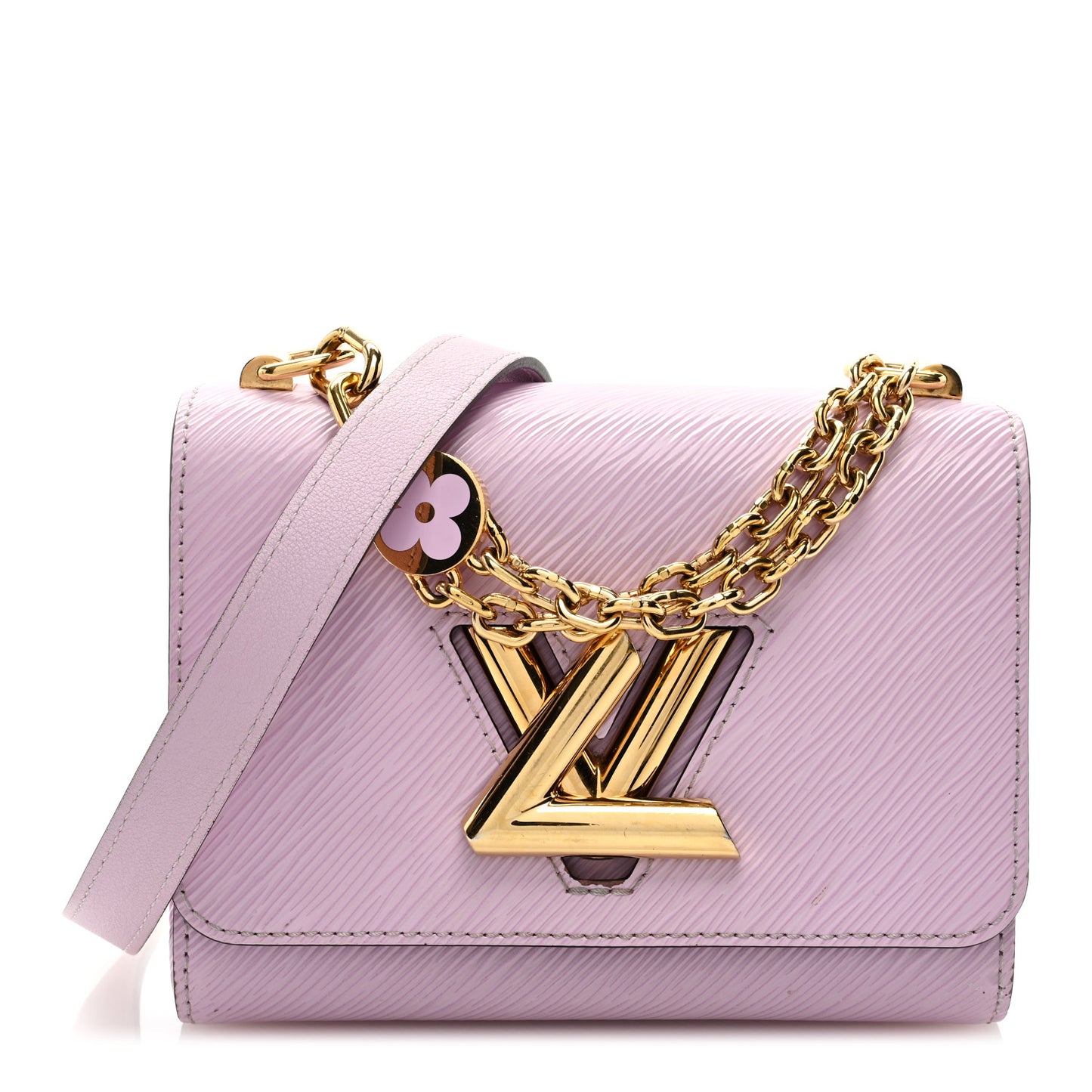 Epi Twist Monogram Flower Chain Shoulder Bag MM Wisteria Pink Purple