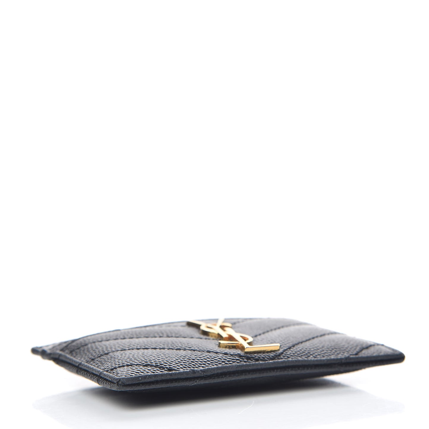 Grain De Poudre Matelasse Chevron Monogram Credit Card Case Black