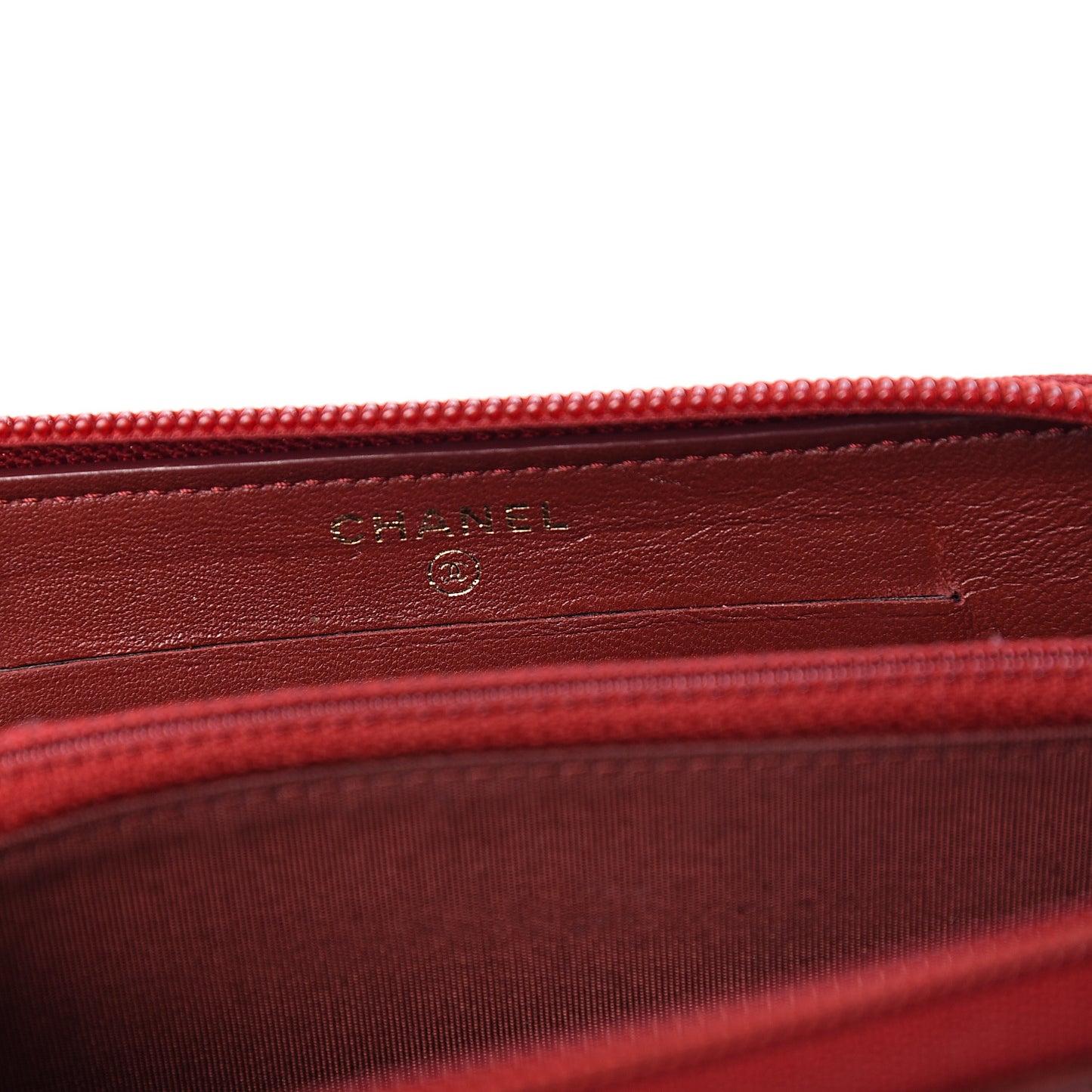 Lambskin Quilted Small Boy Zip Around Wallet Dark Red