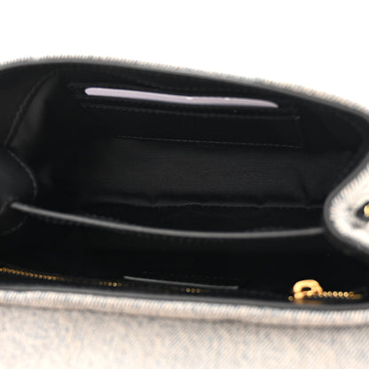 Saint Laurent Denim Y Quilted Monogram Toy Loulou Crossbody Bag Grey 5 of 11
